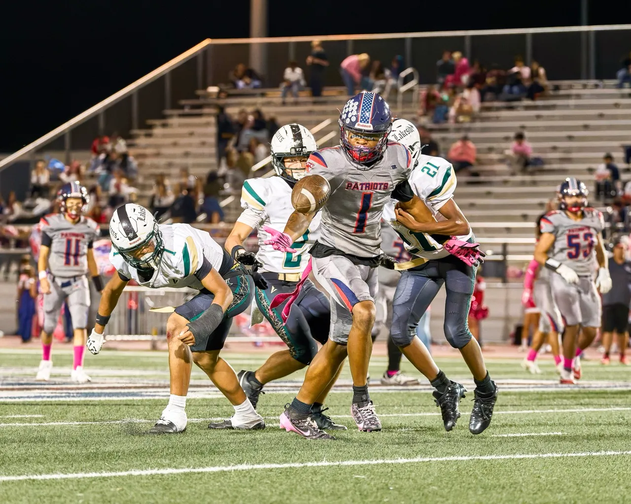 Featured Photos 10-23-2026. Lakeside’s RB Daniel Keith (3) finds the hole on a handoff to keep lakeside moving the chains. Photo by Marcus Walker